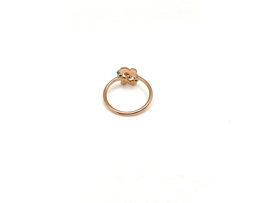 Turquoise, Seed Pearl, Rose-cut Diamond Ring (4.75)