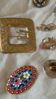 Vintage Micro-Mosaic Oval Bouquet Brooch