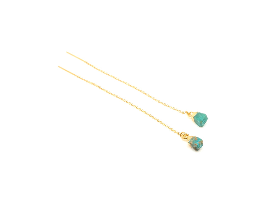 Cleo Rough Turquoise Gold Ear Threader