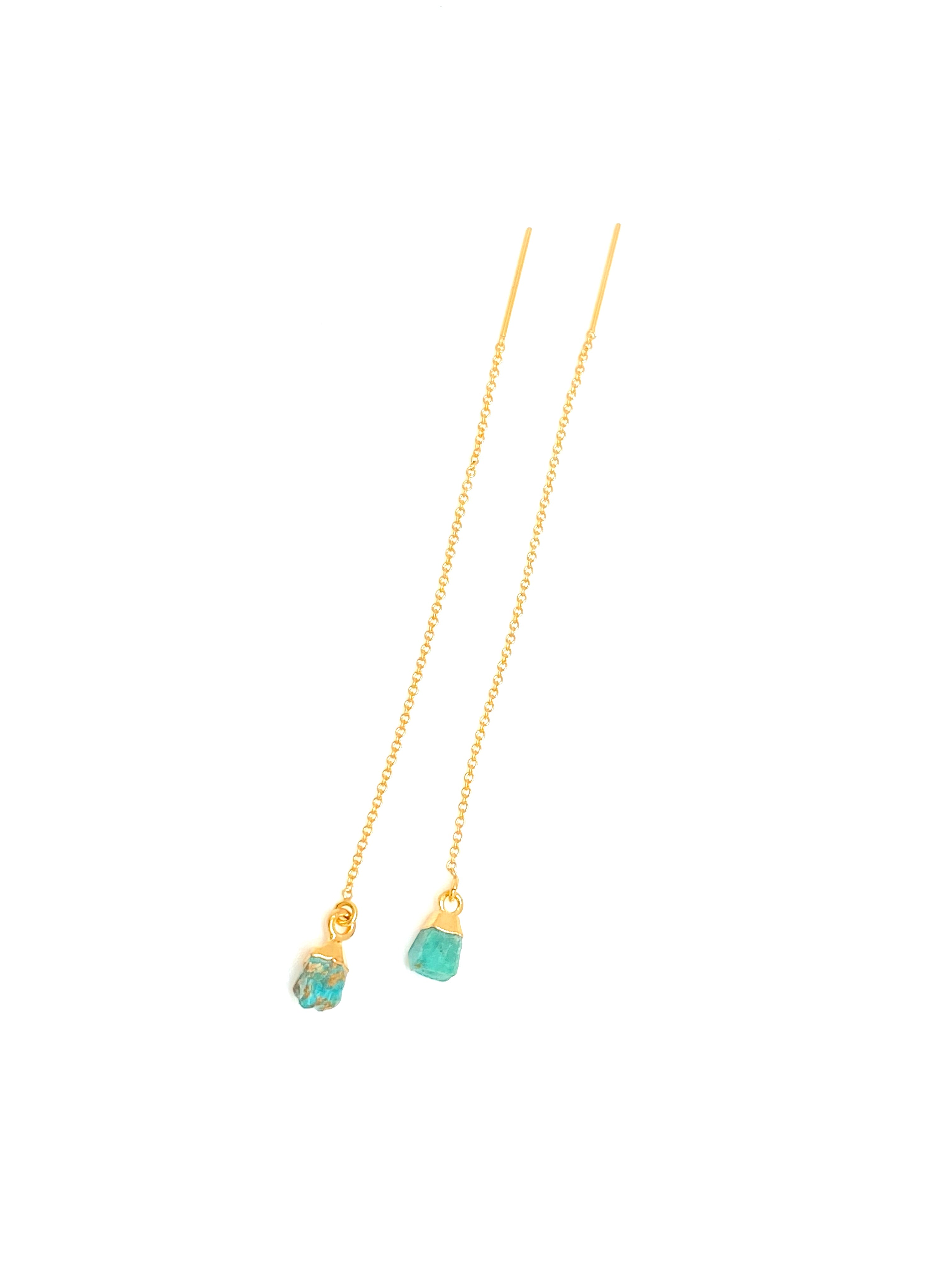Cleo Rough Turquoise Gold Ear Threader