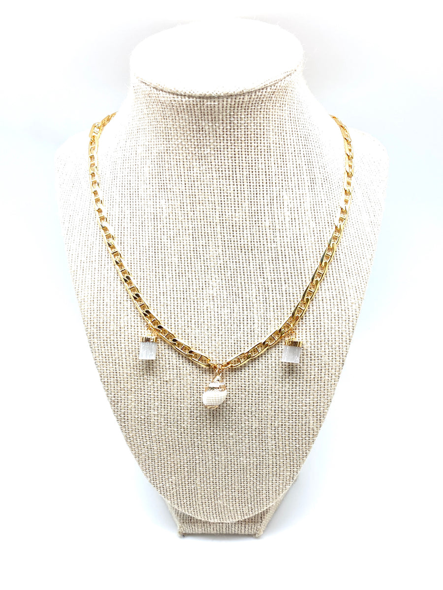 The Selenite Shelly Charm Necklace
