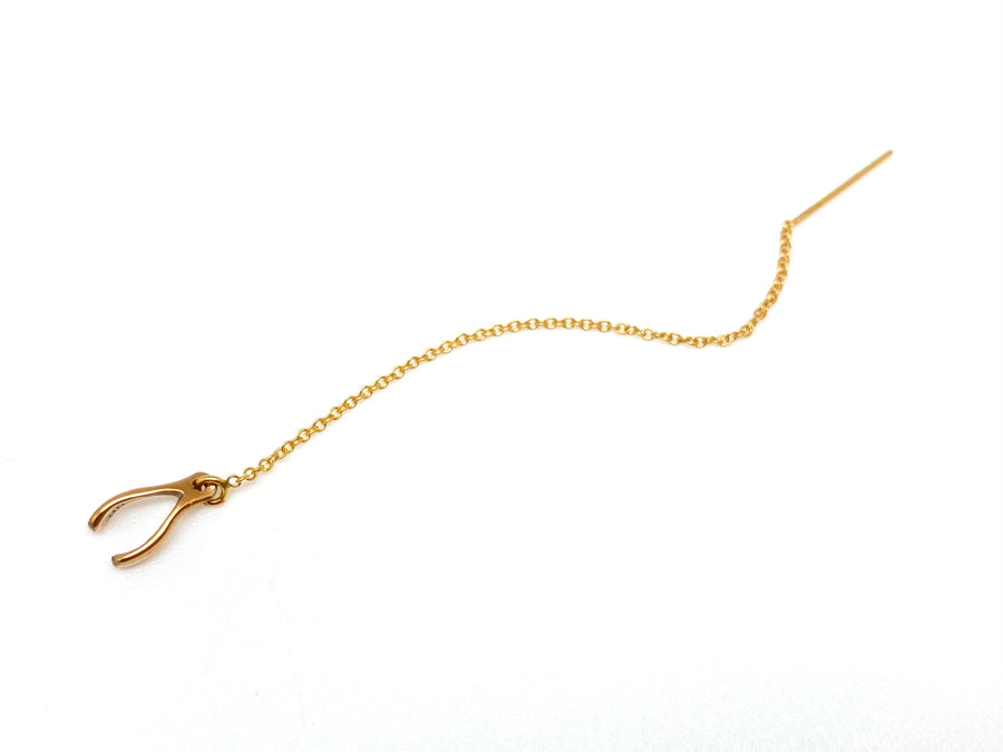 Tiny Wishbone Gold Ear Threader