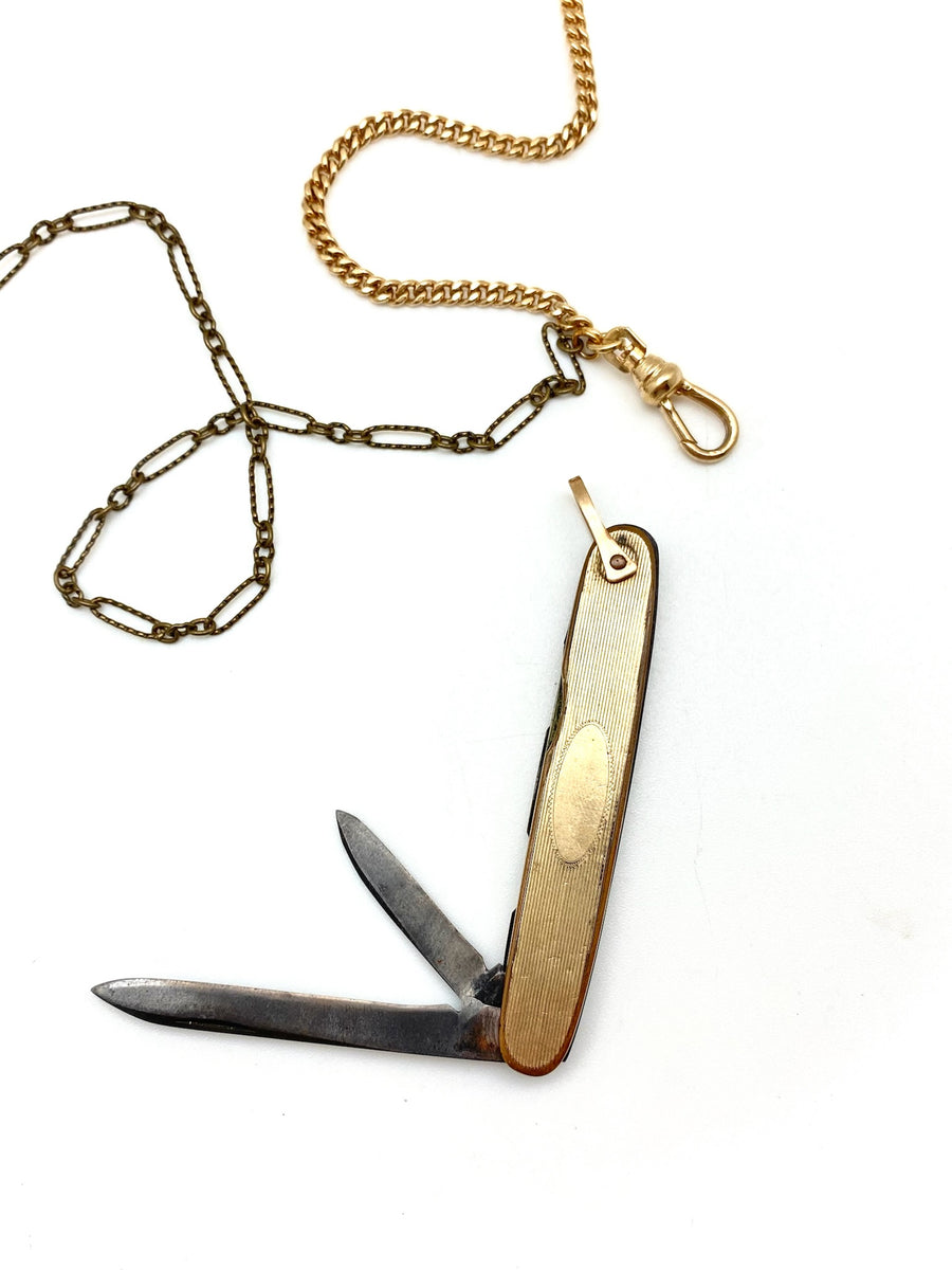Antique Pinstripe Knife Charm Necklace