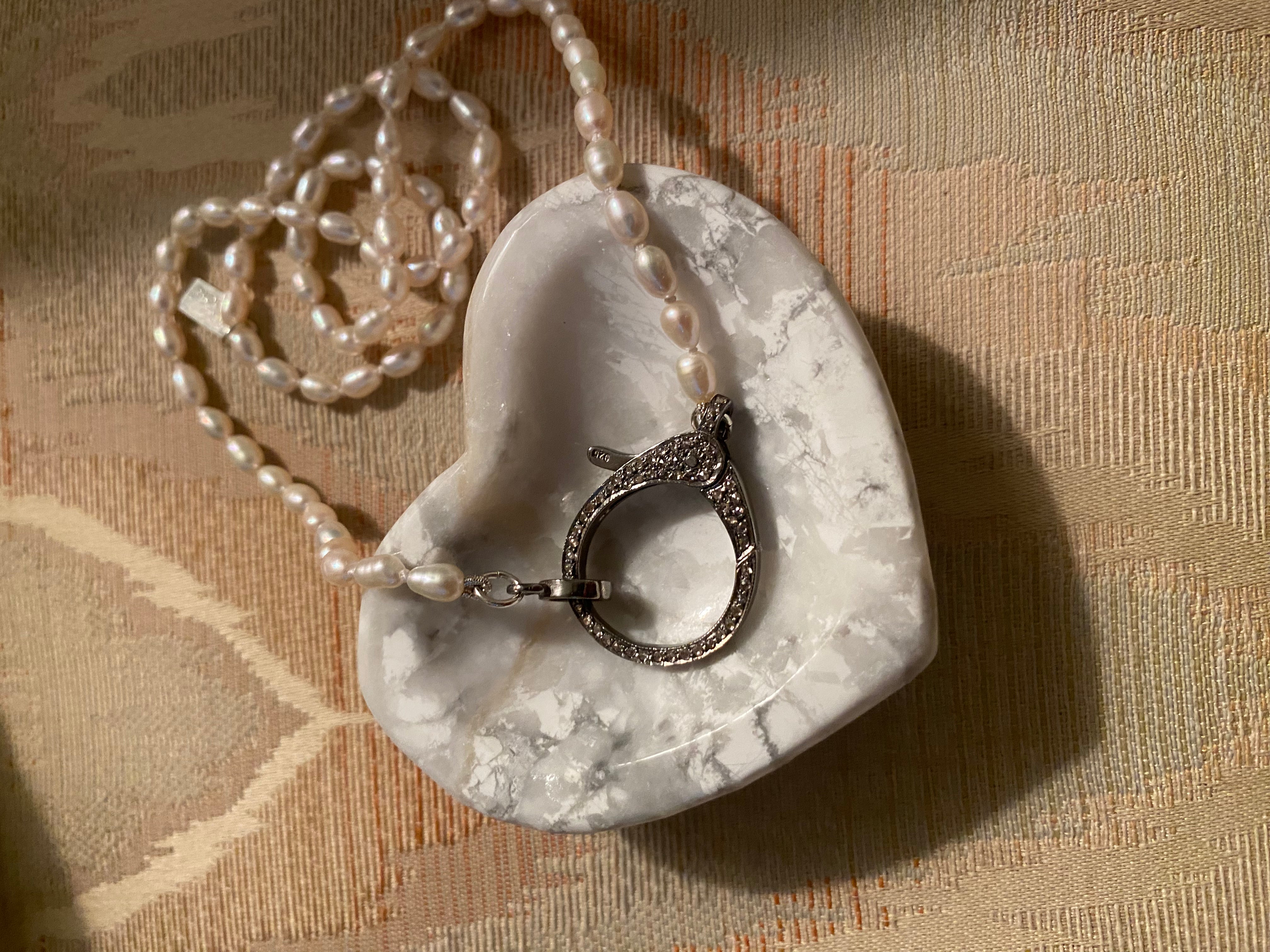Pearl Diamond Clasp Necklace