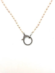 Pearl Diamond Clasp Necklace